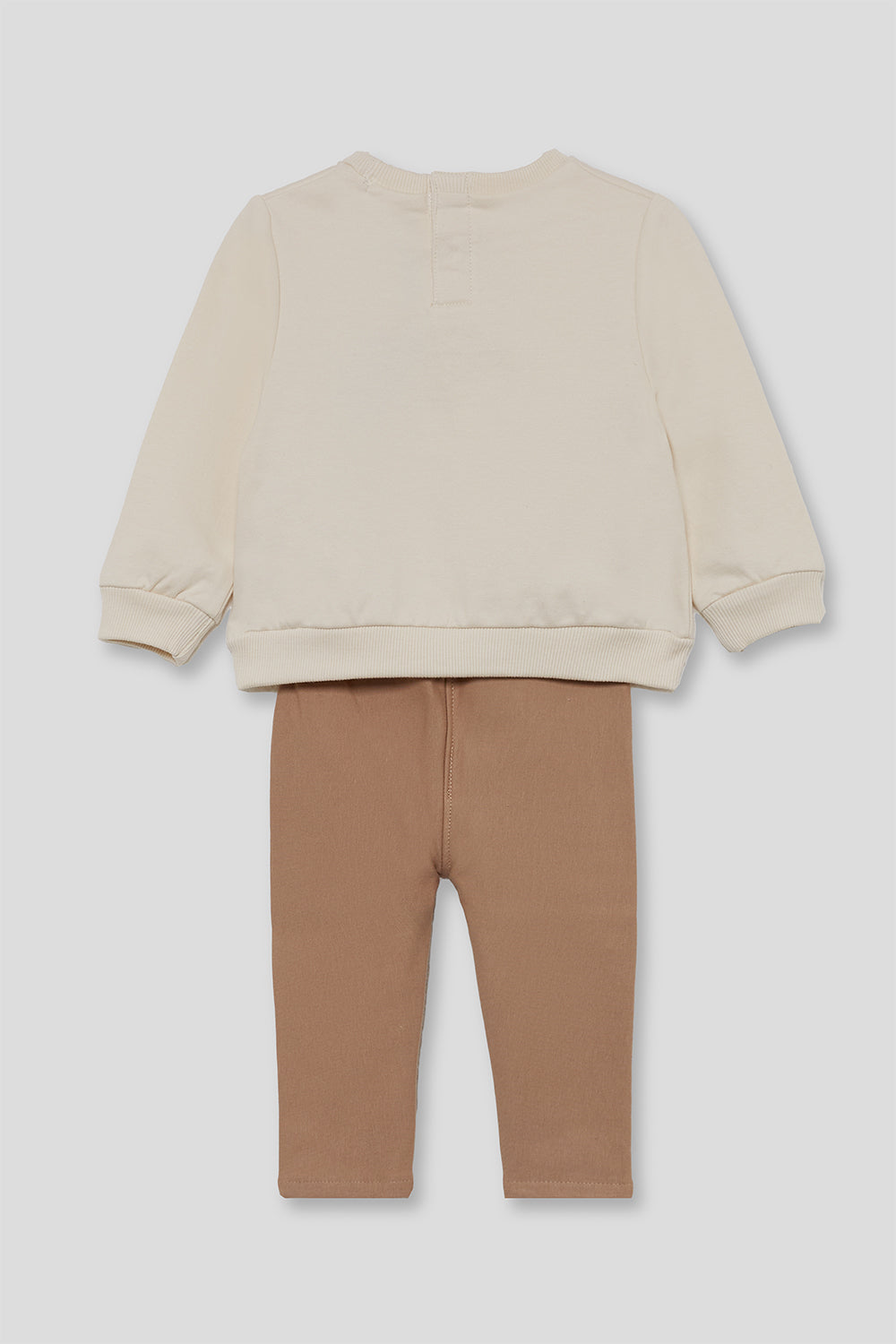 Conjunto Bebé Niña Sudadera Crudo y Pantalón Camel | 363015