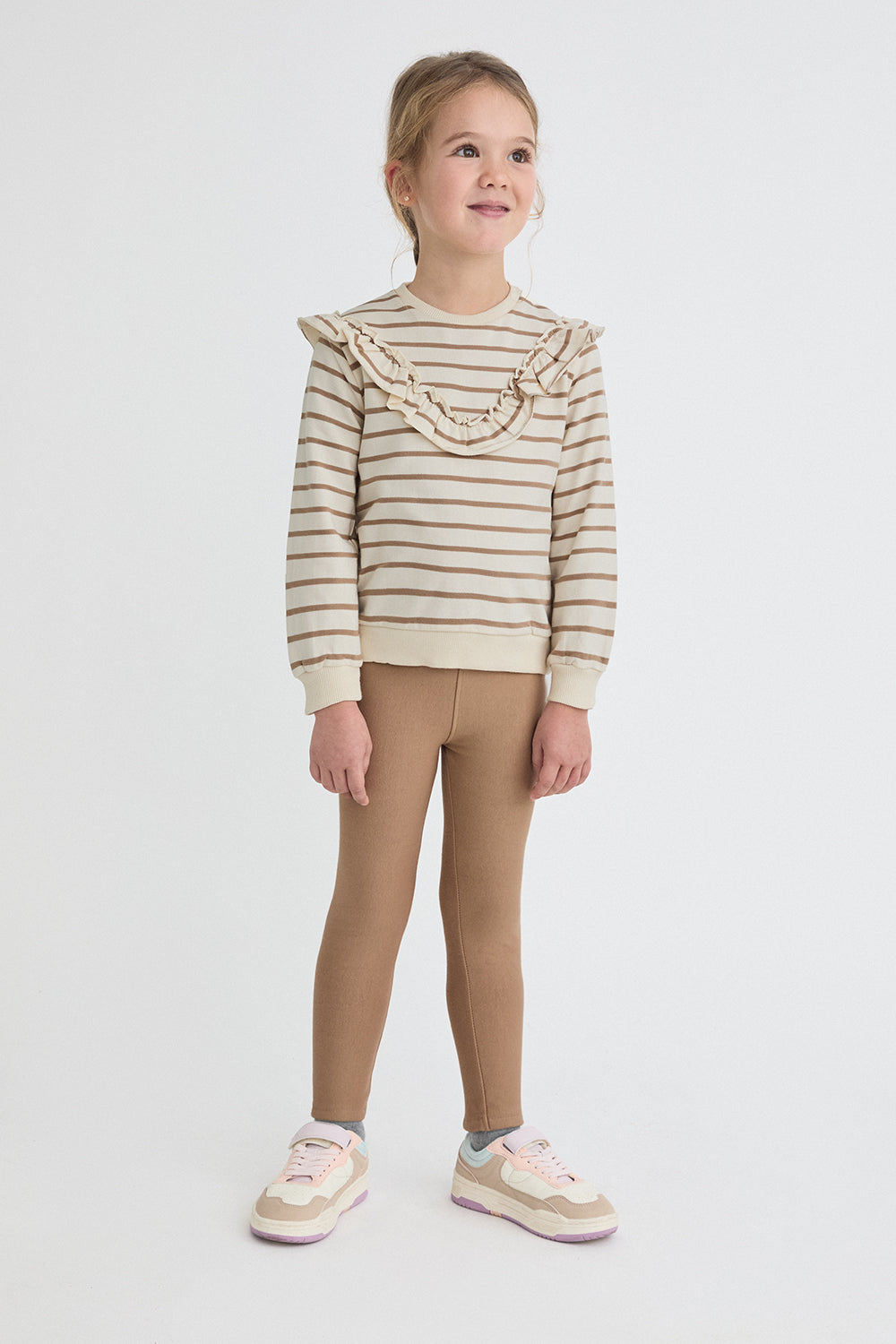 Conjunto Bebé Niña Sudadera Rayas con Volantes y Leggings | 363019