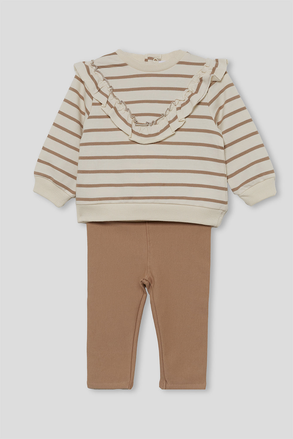 Conjunto Bebé Niña Sudadera Rayas con Volantes y Leggings | 363019