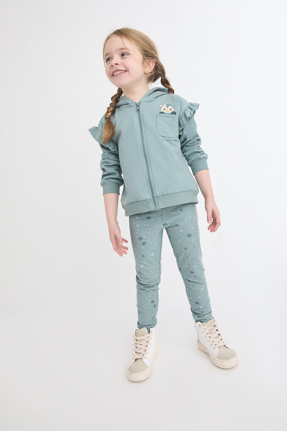 Conjunto Bebé Niña Sudadera con Capucha y Leggings Estampados | 363021