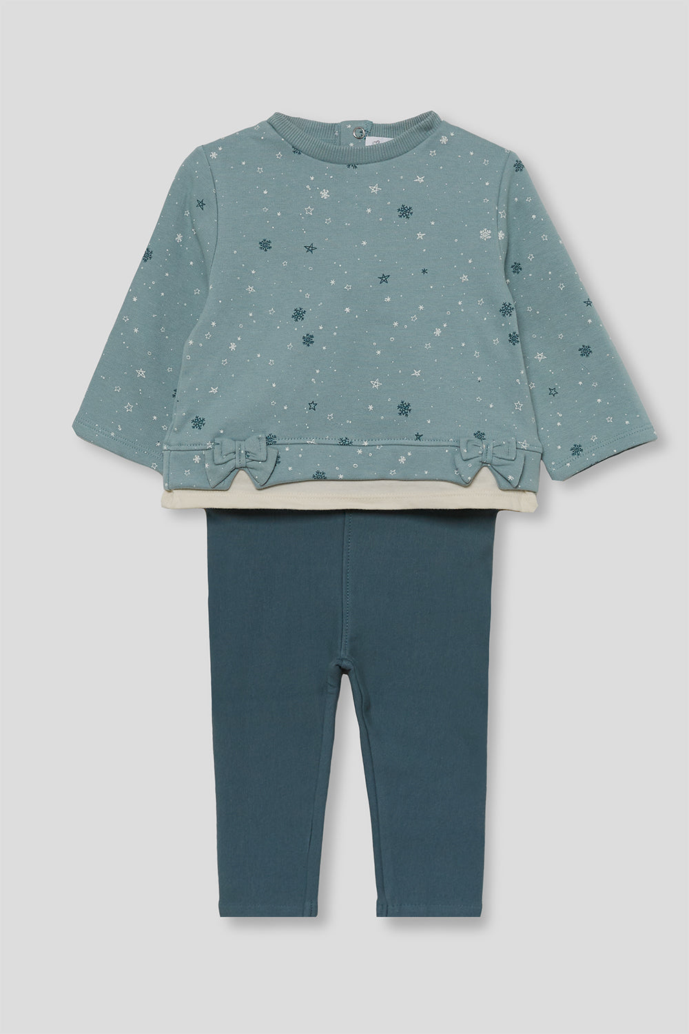 Conjunto Bebé Niña Sudadera Estampada con Lazos y Leggings | 363023