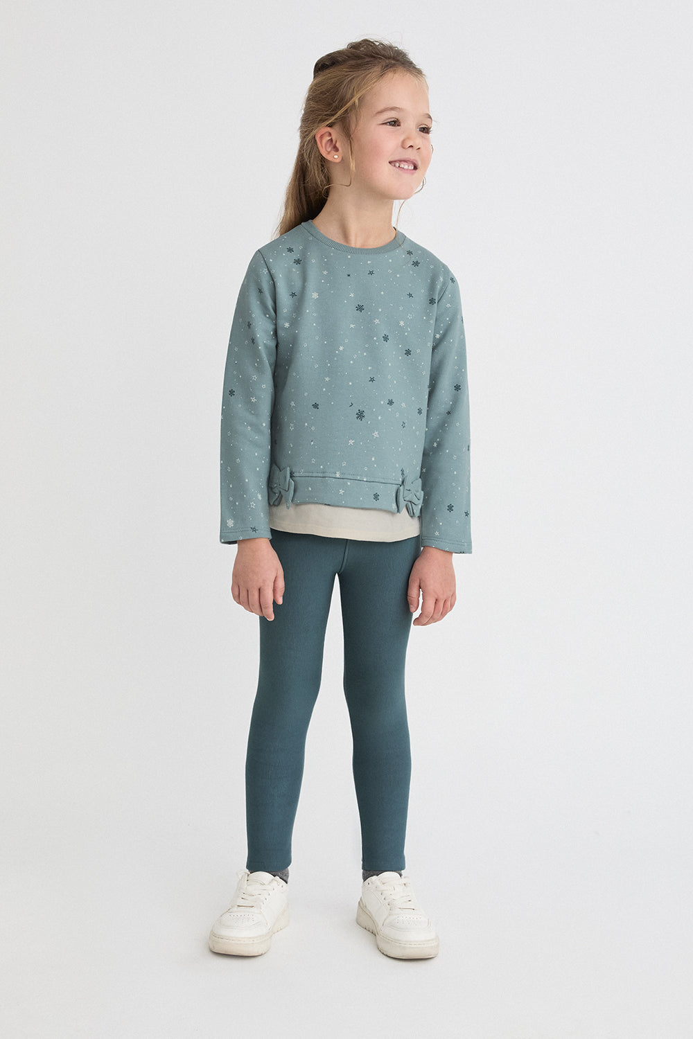 Conjunto Bebé Niña Sudadera Estampada con Lazos y Leggings | 363023