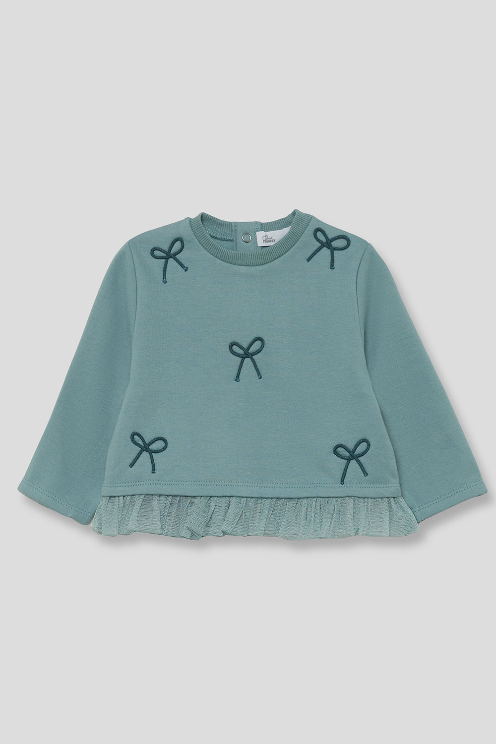 Sudadera Bebé Niña Azul Verdoso con Lazos y Volante | 363024