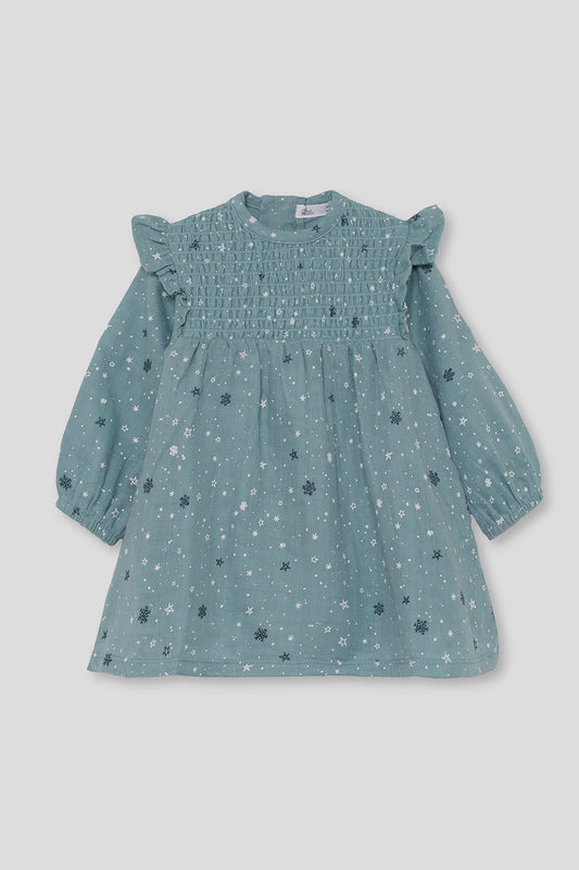 Vestido azul estampado de estrellas y copos – Street Monkey