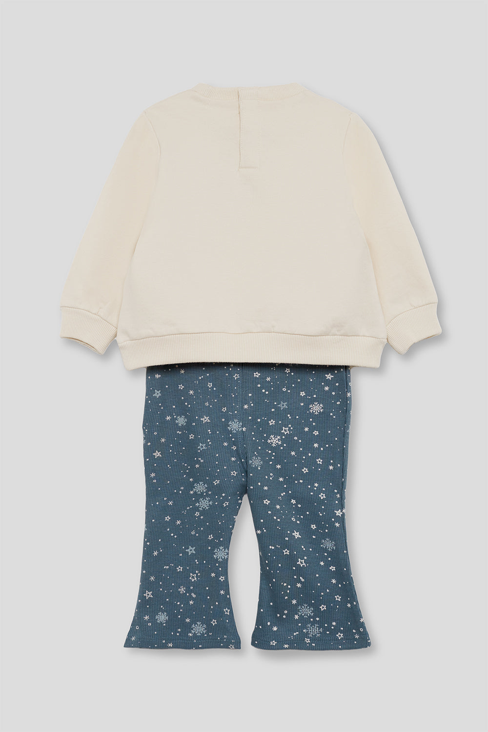 Conjunto Bebé Niña Sudadera Cruda y Pantalón Campana Estampado | 363026