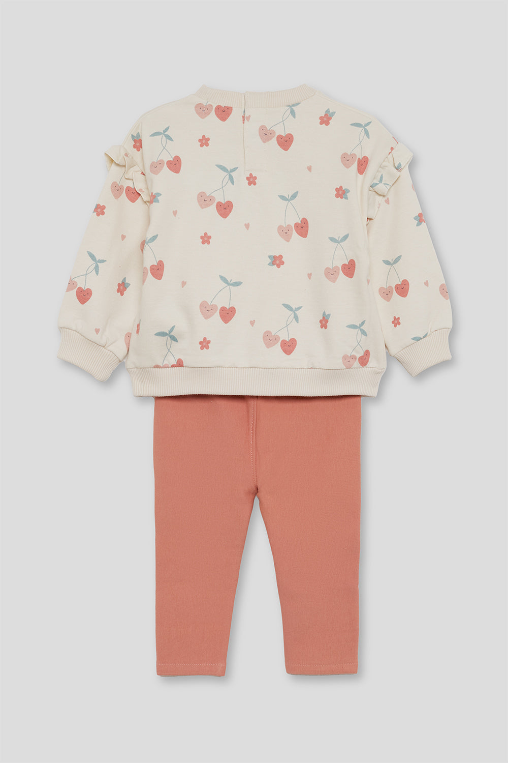 Conjunto Bebé Niña Sudadera Estampada de Cerezas y Leggings Coral | 363030