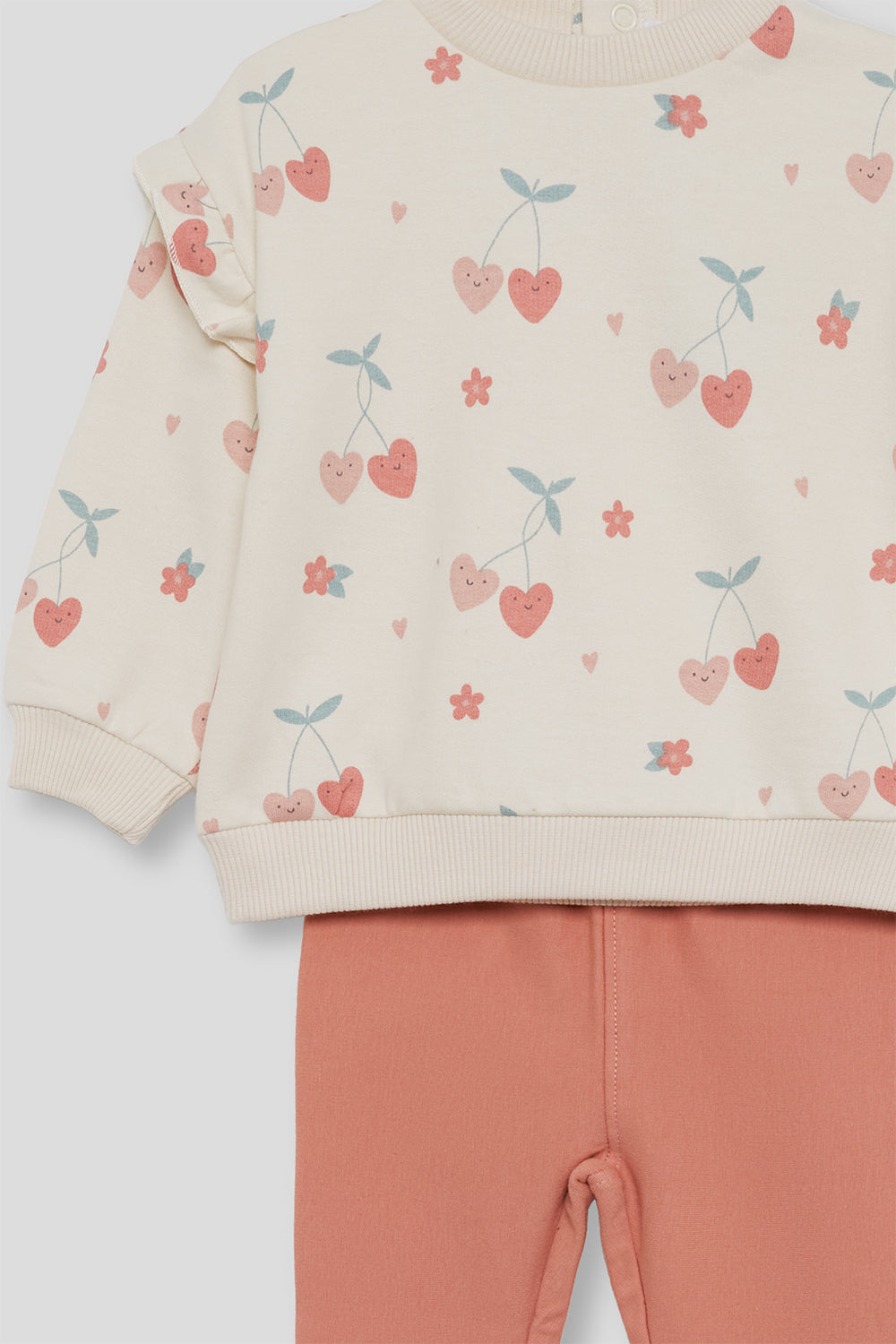 Conjunto Bebé Niña Sudadera Estampada de Cerezas y Leggings Coral | 363030