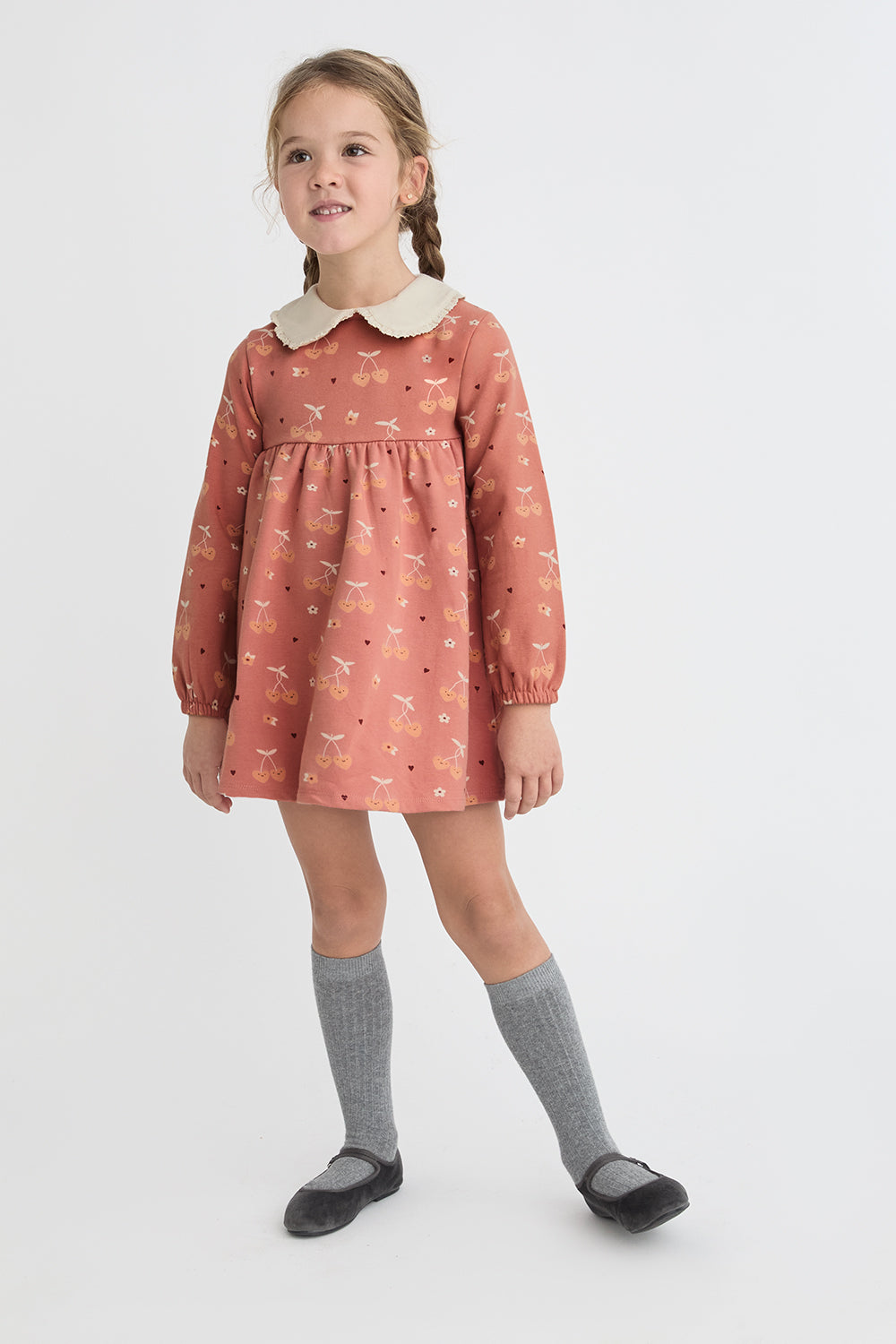 Vestido coral con estampado de cerezas – Street Monkey