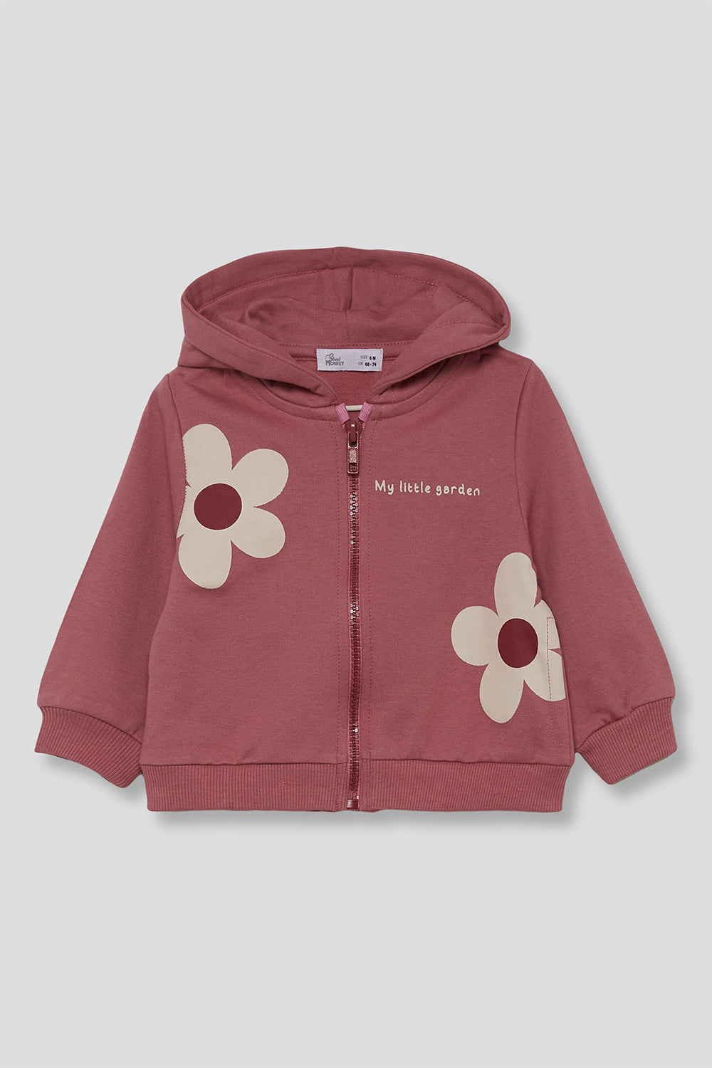 Sudadera Bebé Niña Granate con Capucha y Flores | 363041