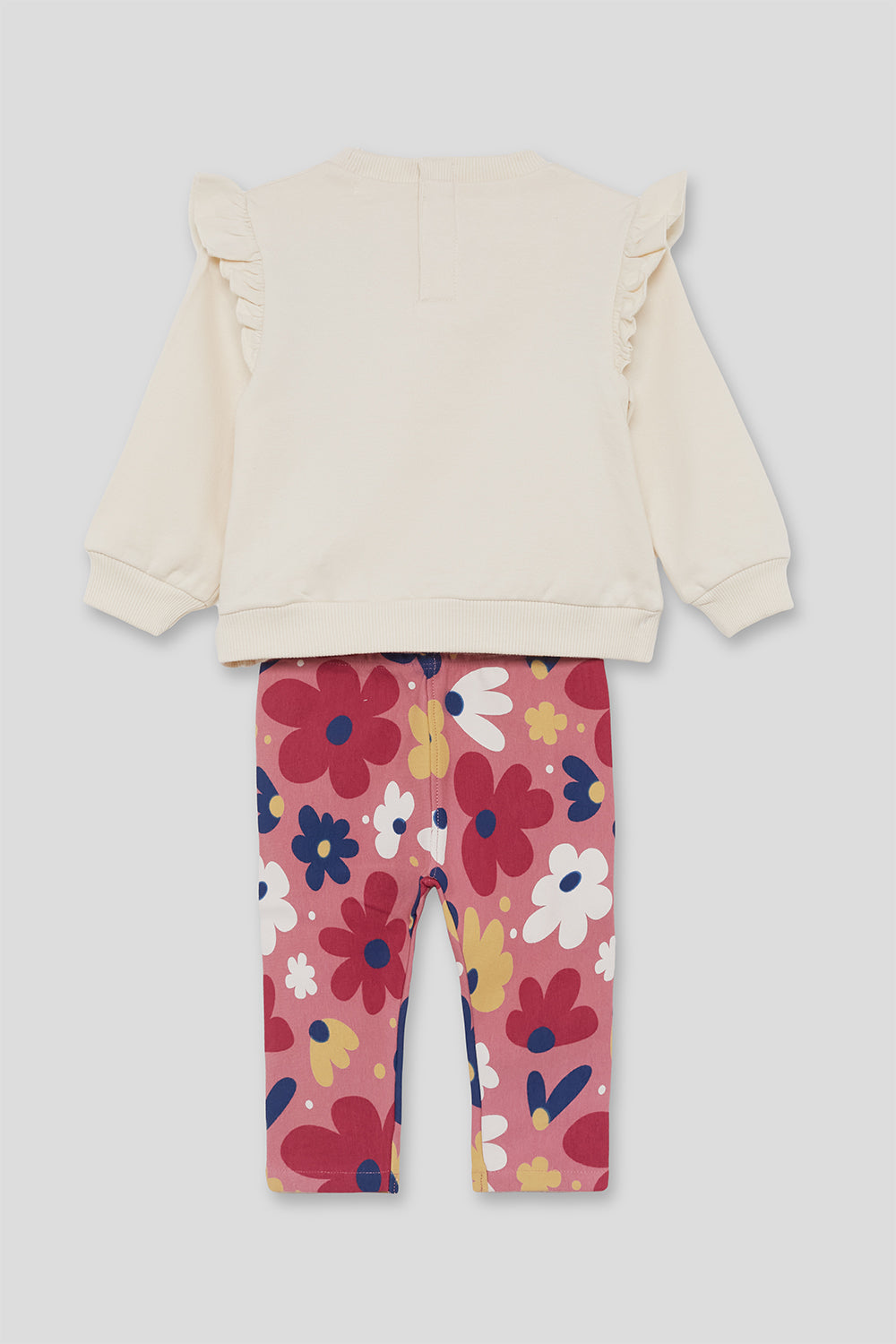 Conjunto Bebé Niña Sudadera Crudo y Leggings Florales | 363043