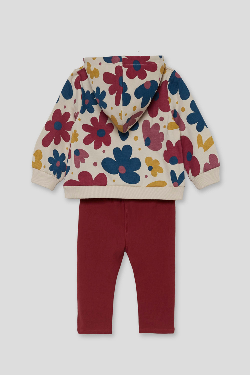 Conjunto Bebé Niña Sudadera Floral con Capucha y Leggings Granate | Siju Moda Infantil