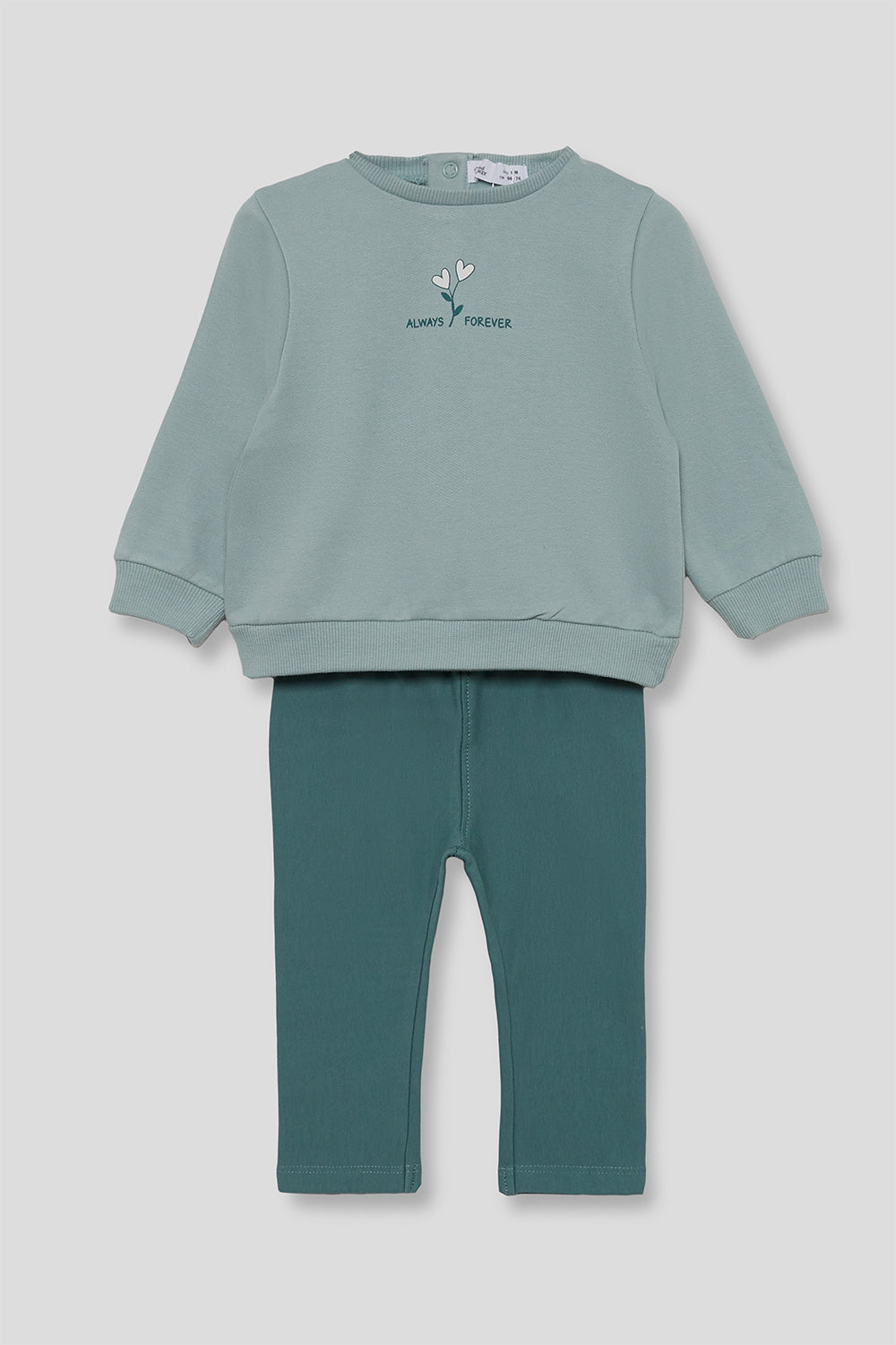 Conjunto Bebé Niña Sudadera Verde Agua y Pantalón | Siju Moda Infantil