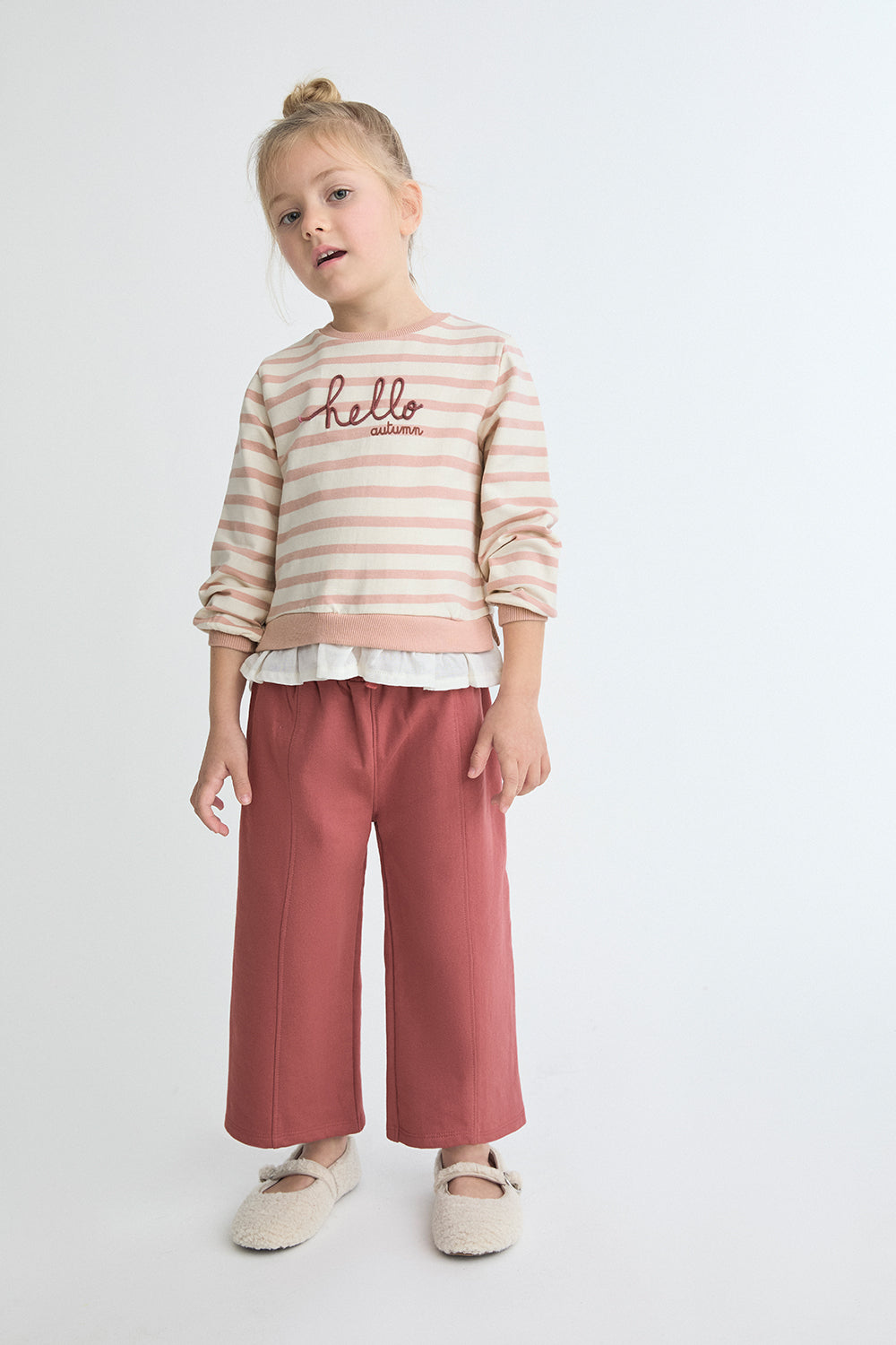 Conjunto Bebé Niña Rayas Rosa con Volante y Pantalón | Siju Moda Infantil