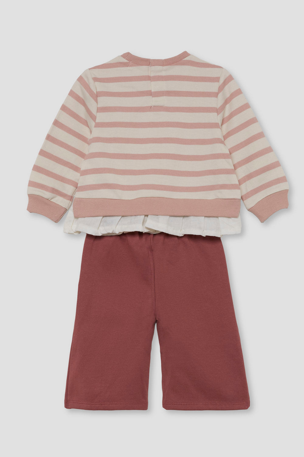 Conjunto Bebé Niña Rayas Rosa con Volante y Pantalón | Siju Moda Infantil
