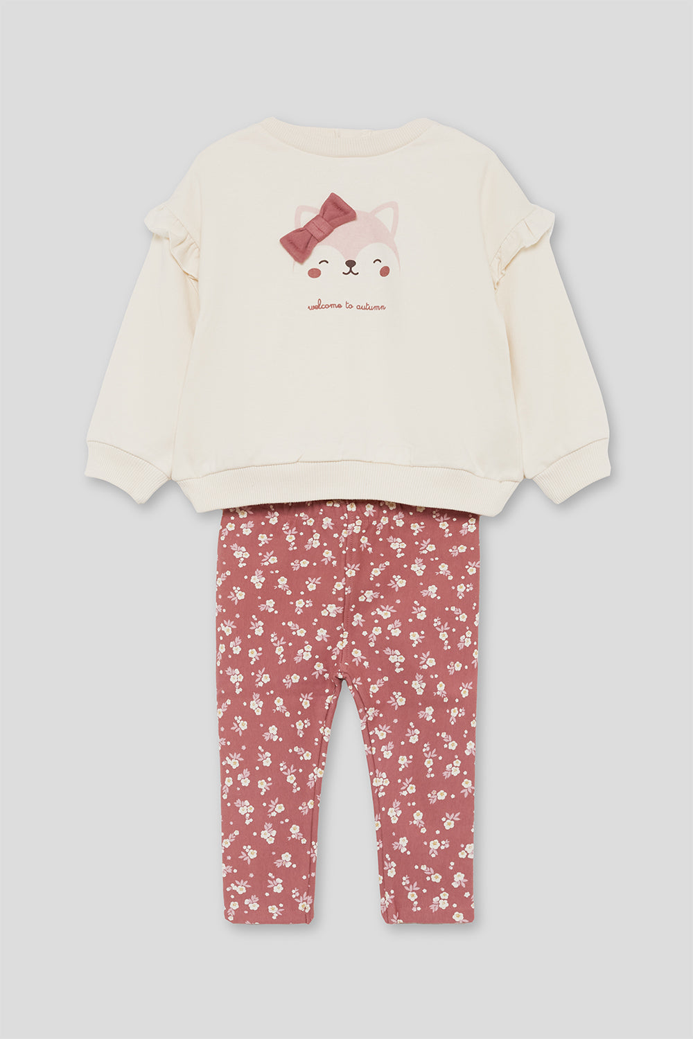 Conjunto Bebé Niña Sudadera Crudo y Leggings Florales | Siju Moda Infantil