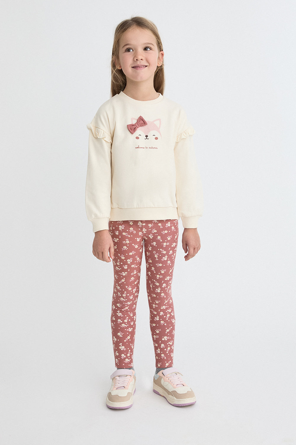 Conjunto Bebé Niña Sudadera Crudo y Leggings Florales | Siju Moda Infantil