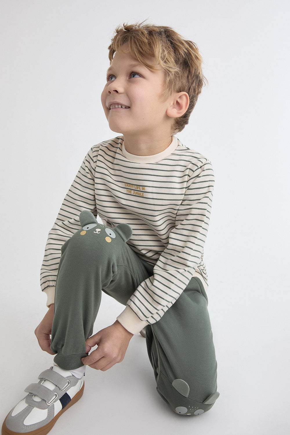 Conjunto Bebé Niño Rayas Verde con Pantalón | Siju Moda Infantil