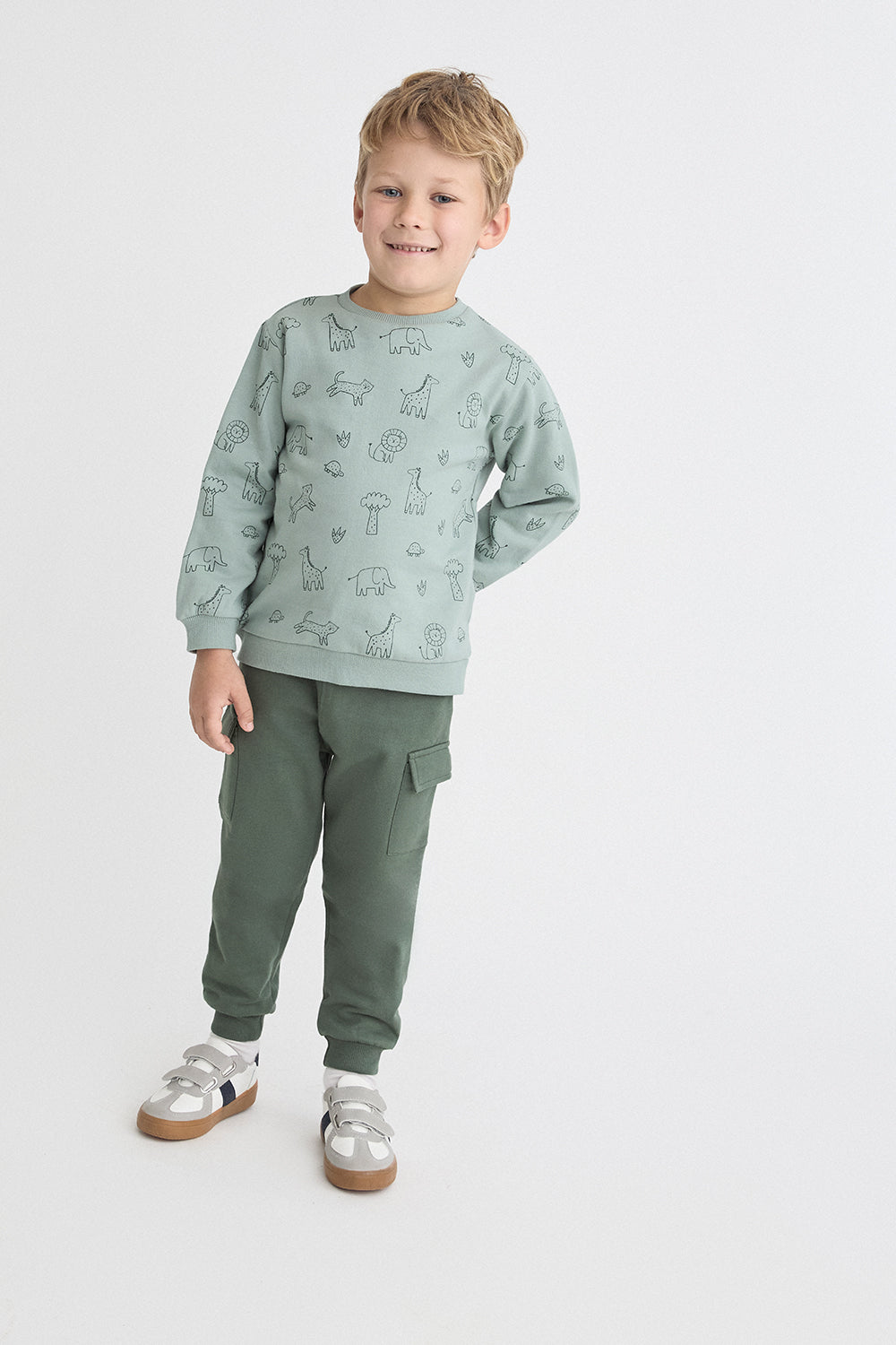 Conjunto Bebé Niño Verde con Sudadera de Animales y Pantalón | Siju Moda Infantil