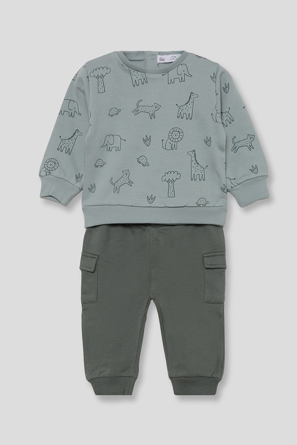 Conjunto Bebé Niño Verde con Sudadera de Animales y Pantalón | Siju Moda Infantil
