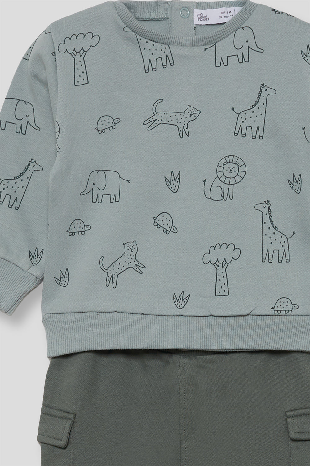 Conjunto Bebé Niño Verde con Sudadera de Animales y Pantalón | Siju Moda Infantil