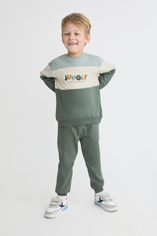 Conjunto Bebé Niño Verde con Sudadera Jungle y Pantalón | Siju Moda Infantil