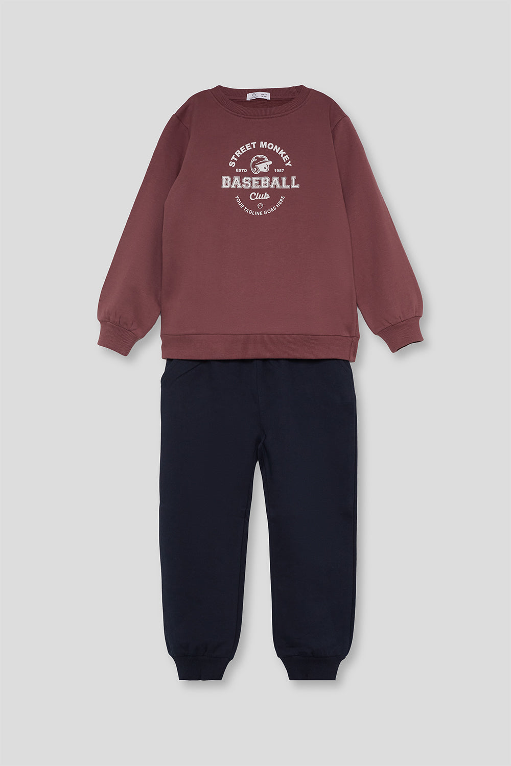 Conjunto Niño Sudadera Borgoña y Pantalón Azul Marino Street Monkey | Siju