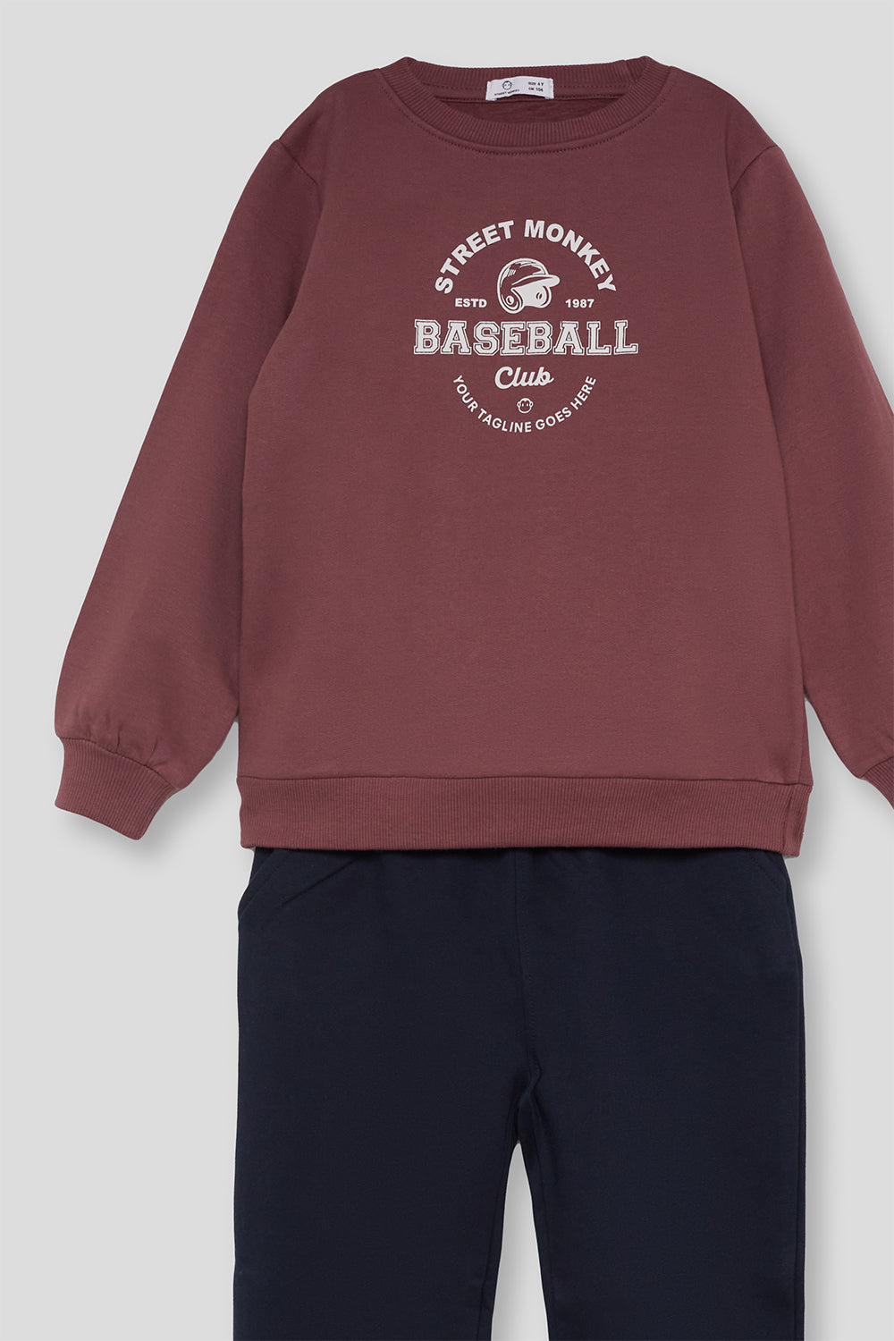 Conjunto Niño Sudadera Borgoña y Pantalón Azul Marino Street Monkey | Siju