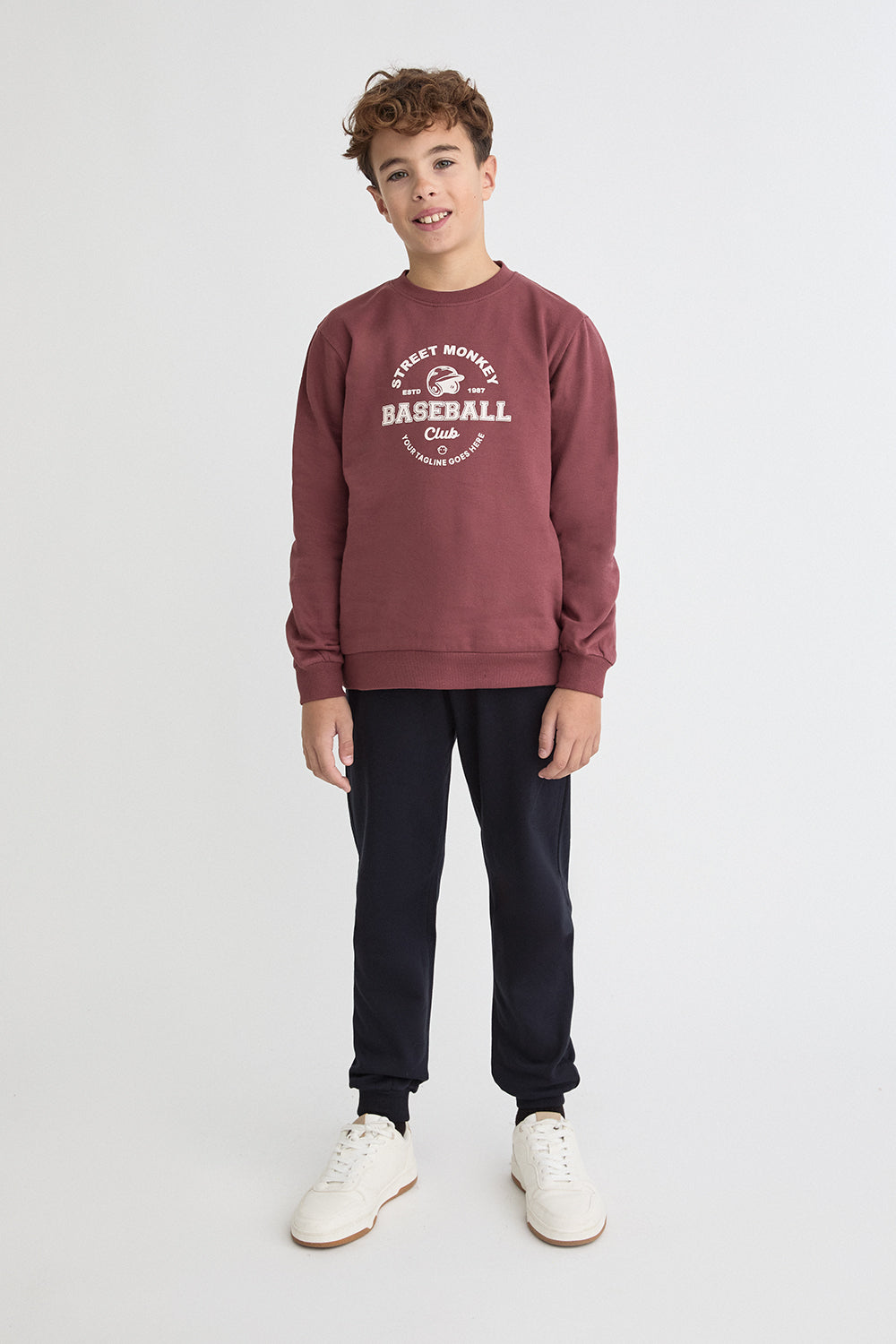 Conjunto Niño Sudadera Borgoña y Pantalón Azul Marino Street Monkey | Siju