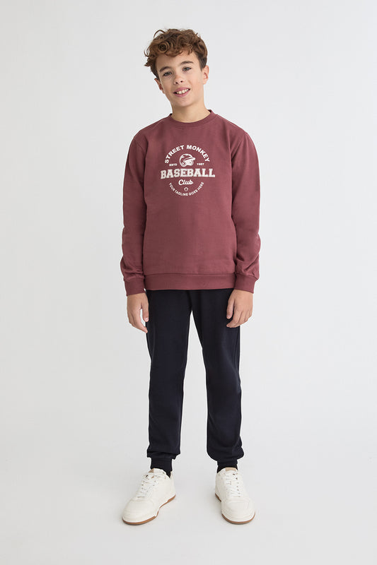 Conjunto Niño Sudadera Borgoña y Pantalón Azul Marino Street Monkey | Siju