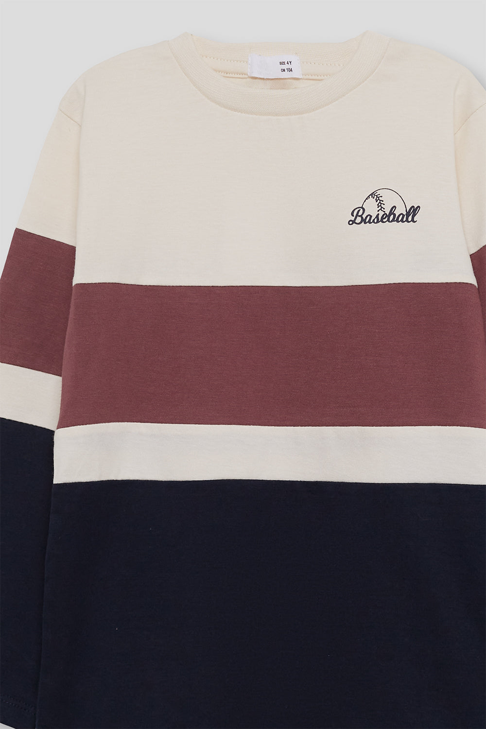 Camiseta Niño Manga Larga Baseball Crudo Borgoña y Marino Street Monkey | Siju