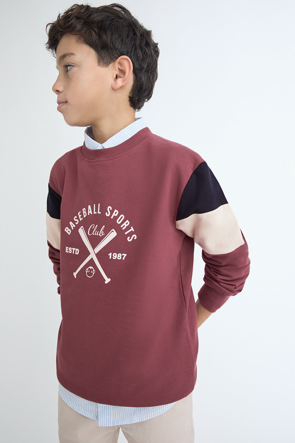 Sudadera Niño Borgoña Baseball Street Monkey | Siju Moda Infantil