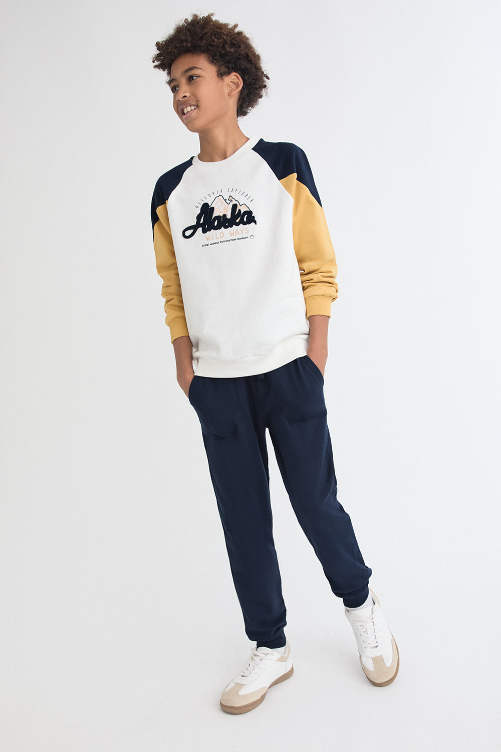 Conjunto Niño Sudadera Alaska Marino y Mostaza Street Monkey | Siju Moda Infantil