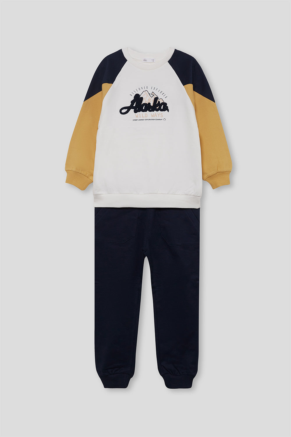 Conjunto Niño Sudadera Alaska Marino y Mostaza Street Monkey | Siju Moda Infantil