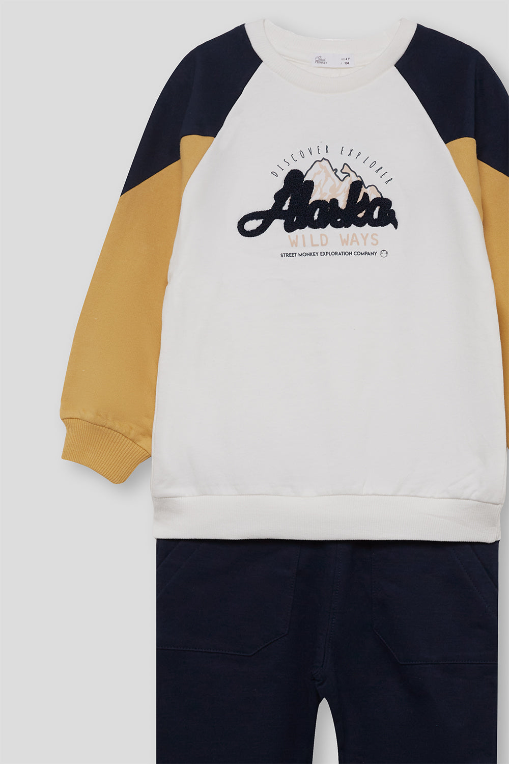 Conjunto Niño Sudadera Alaska Marino y Mostaza Street Monkey | Siju Moda Infantil