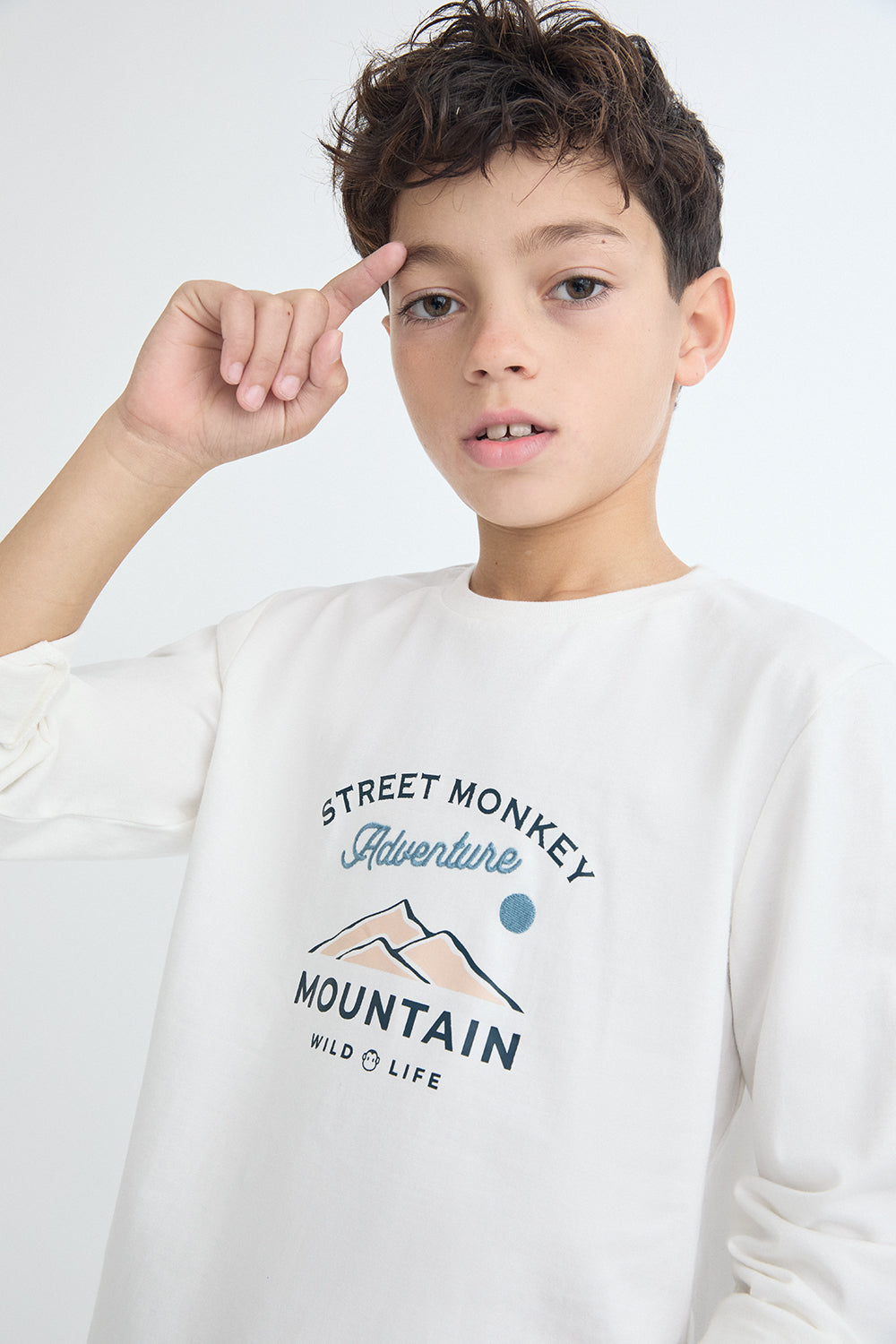 Camiseta Niño Manga Larga Crudo Mountain Adventure Street Monkey | Siju Moda Infantil