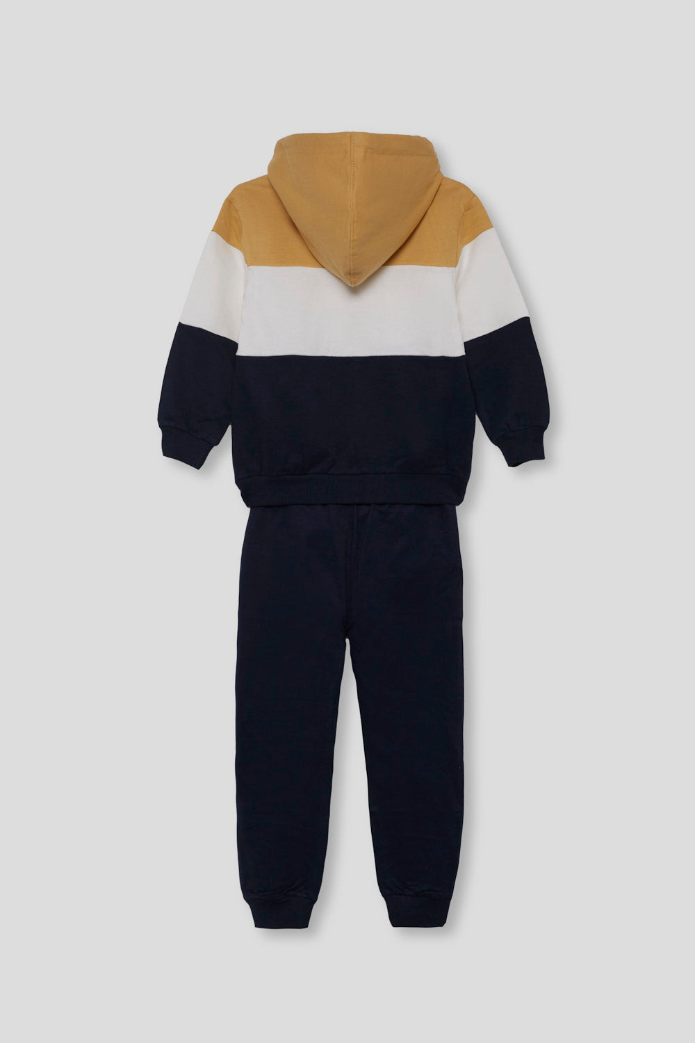 Conjunto Niño Sudadera Capucha Marino Mostaza y Crudo Street Monkey | Siju Moda Infantil