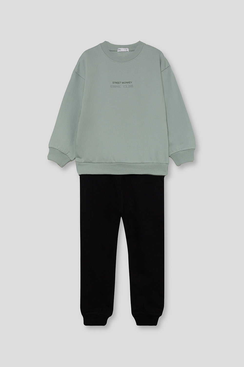 Conjunto Niño Sudadera Verde Claro y Pantalón Negro Street Monkey | Siju Moda Infantil