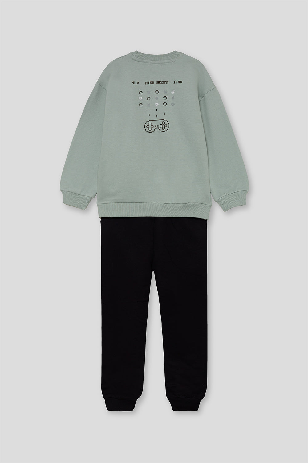 Conjunto Niño Sudadera Verde Claro y Pantalón Negro Street Monkey | Siju Moda Infantil