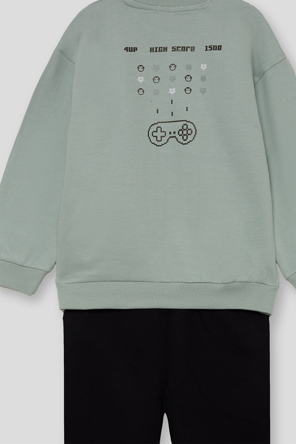 Conjunto Niño Sudadera Verde Claro y Pantalón Negro Street Monkey | Siju Moda Infantil