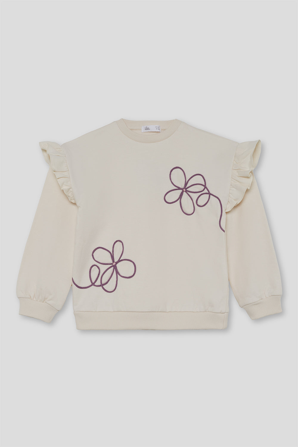 Sudadera Niña Crudo con Volantes y Flores 366004 | Siju Moda Infantil