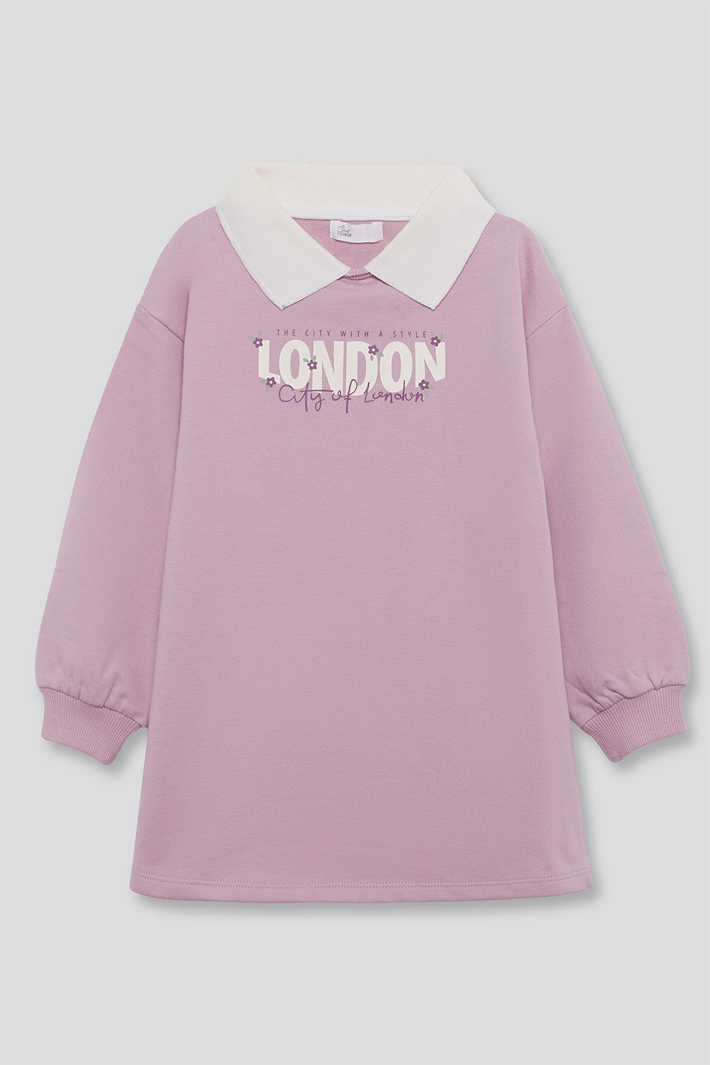 Vestido Niña Rosa con Cuello Crudo London 366006 | Siju Moda Infantil