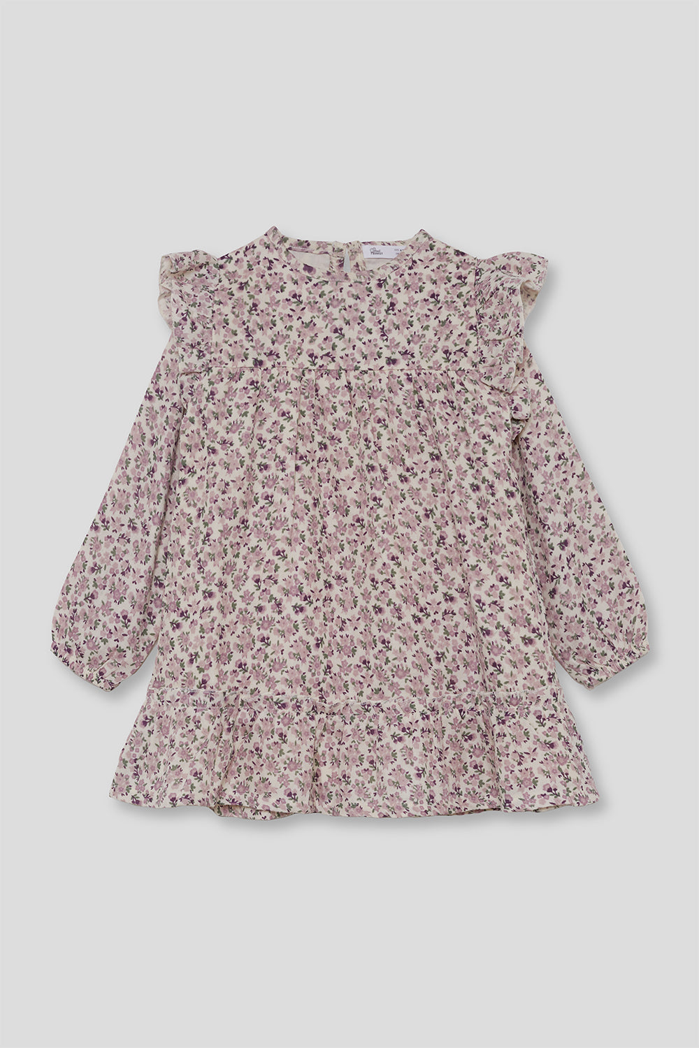 Vestido Niña Floral Rosa y Malva con Volantes 366007 | Siju Moda Infantil