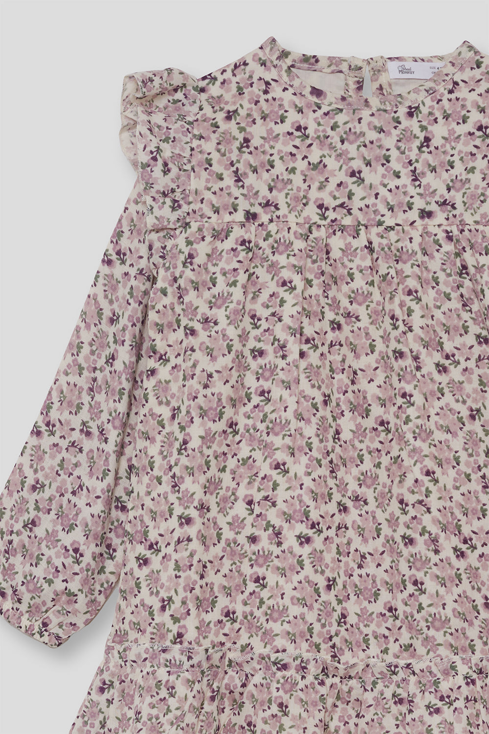 Vestido Niña Floral Rosa y Malva con Volantes 366007 | Siju Moda Infantil