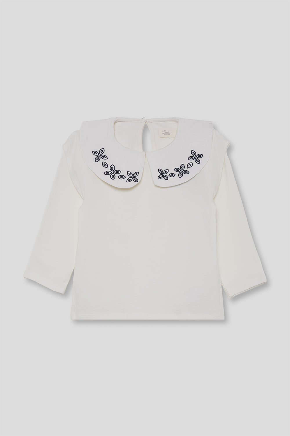 Blusa Niña Blanca con Cuello Peter Pan Bordado 2-16 Años 366012 | Siju Moda Infantil