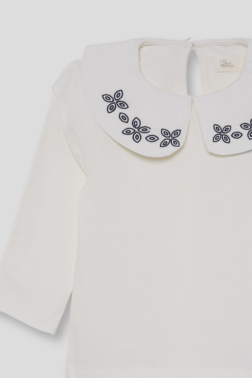 Blusa Niña Blanca con Cuello Peter Pan Bordado 2-16 Años 366012 | Siju Moda Infantil