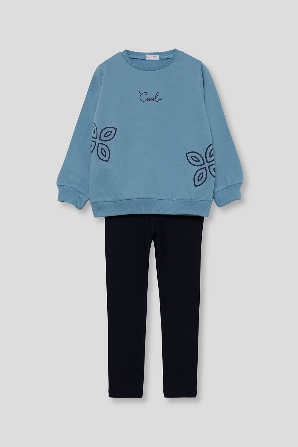 Conjunto Niña Sudadera Azul Celeste con Flores y Legging Marino 2-16 Años 366013 | Siju Moda Infantil