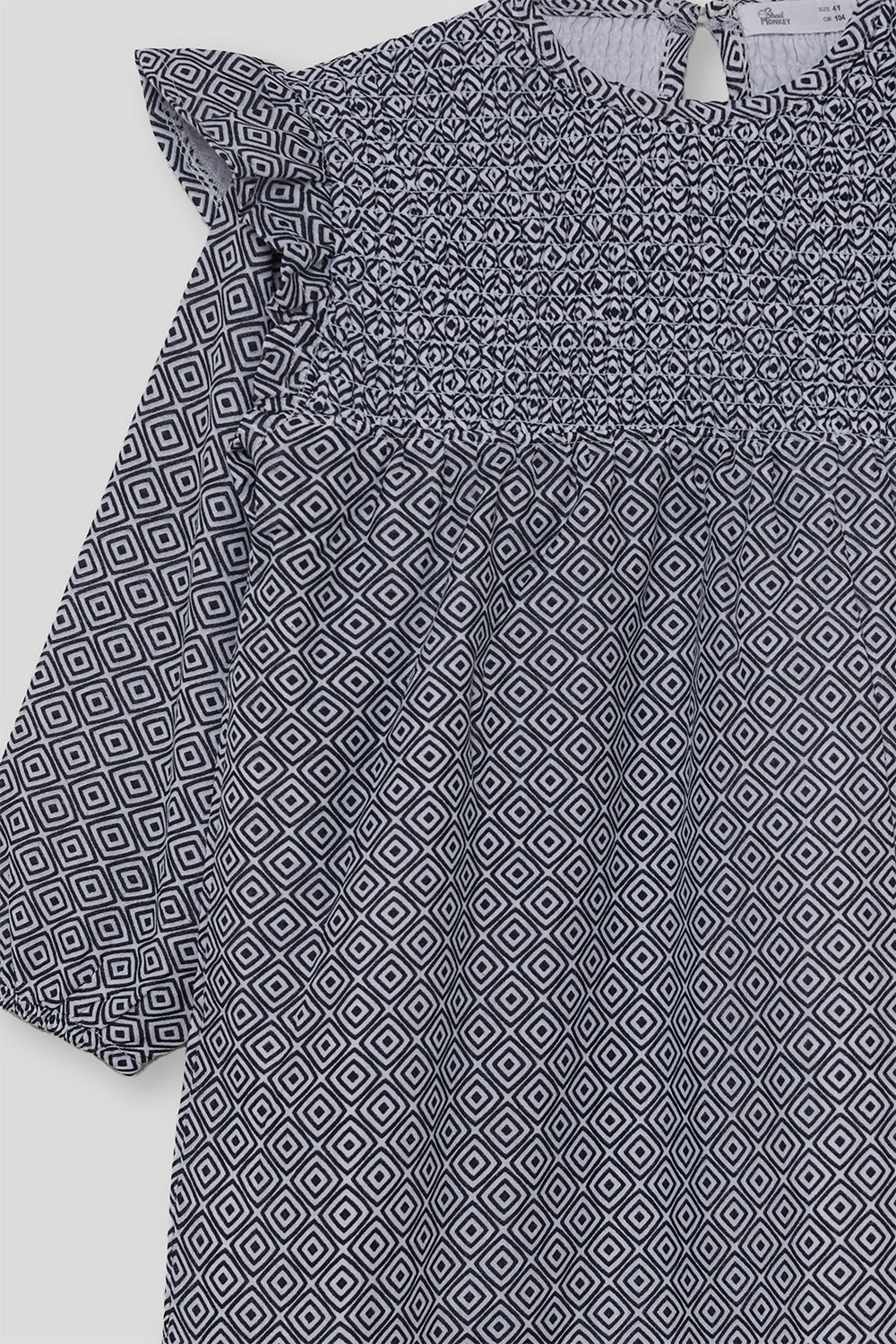 Vestido Niña Azul Marino y Blanco con Estampado Geométrico 2-16 Años 366019 | Siju Moda Infantil
