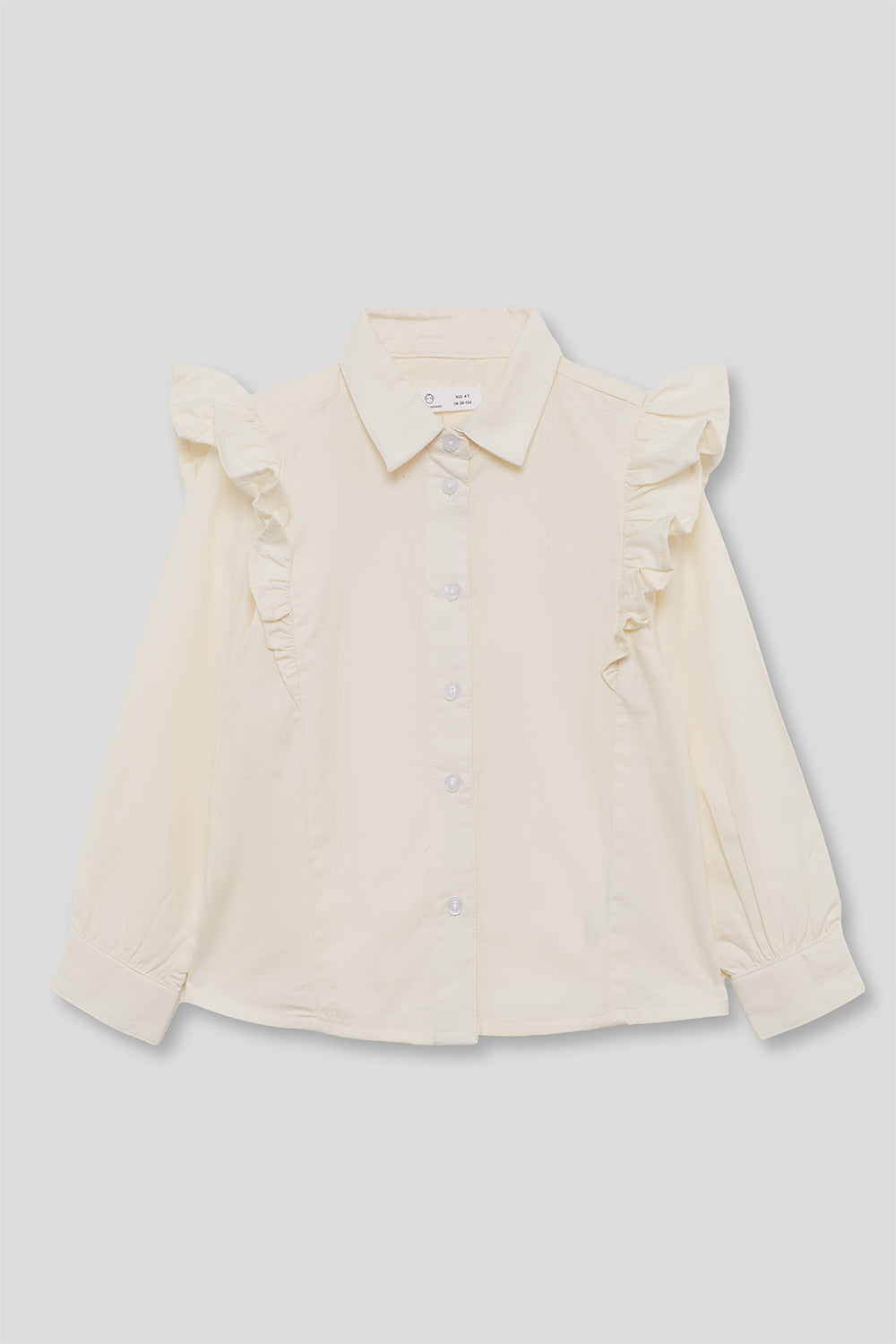 Camisa Niña Crudo con Volantes y Cuello Camisero 2-16 Años | Ref. 366033 | Siju Moda Infantil