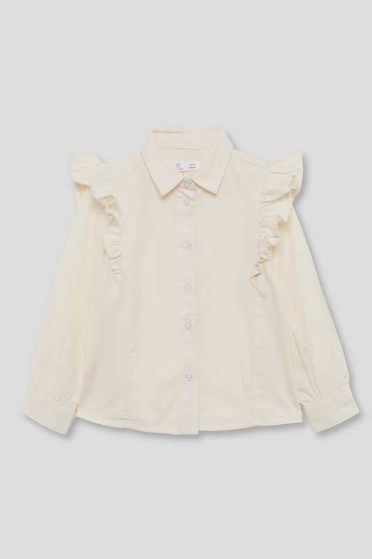 Camisa Niña Crudo con Volantes y Cuello Camisero 2-16 Años | Ref. 366033 | Siju Moda Infantil