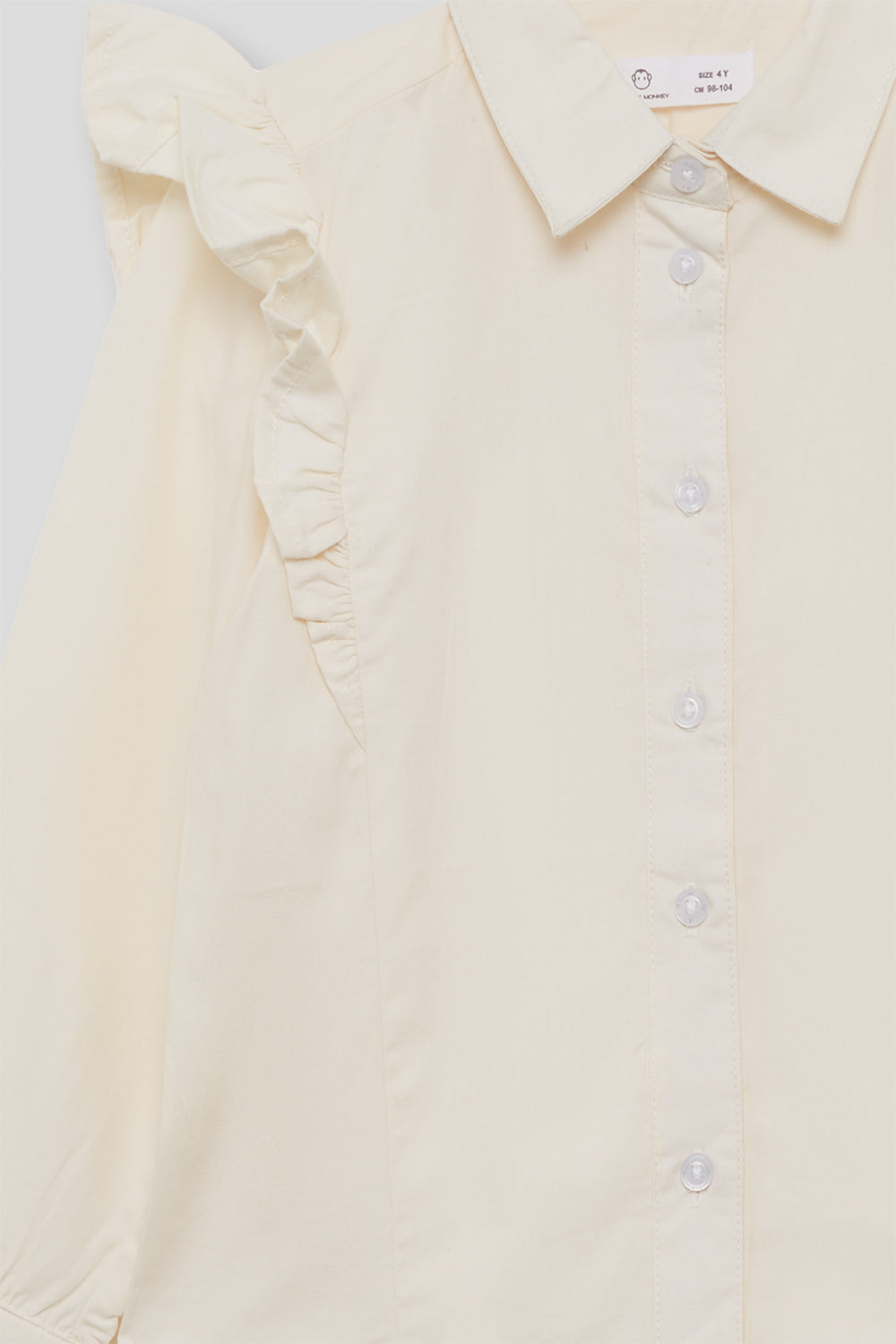 Camisa Niña Crudo con Volantes y Cuello Camisero 2-16 Años | Ref. 366033 | Siju Moda Infantil